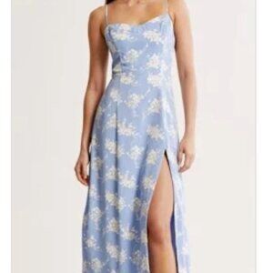 NEW Abercrombie Camille Midi Dress in blue floral, size MP